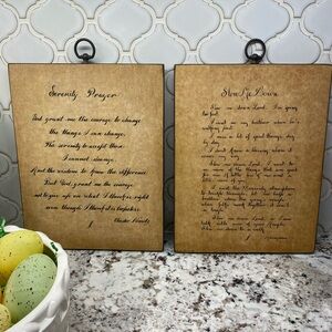 Vintage Serenity Prayer and Slow Me Down Prayer Wood Plaque Wall Art